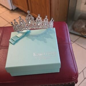 Silver Crystal Tiara Headband - Silver